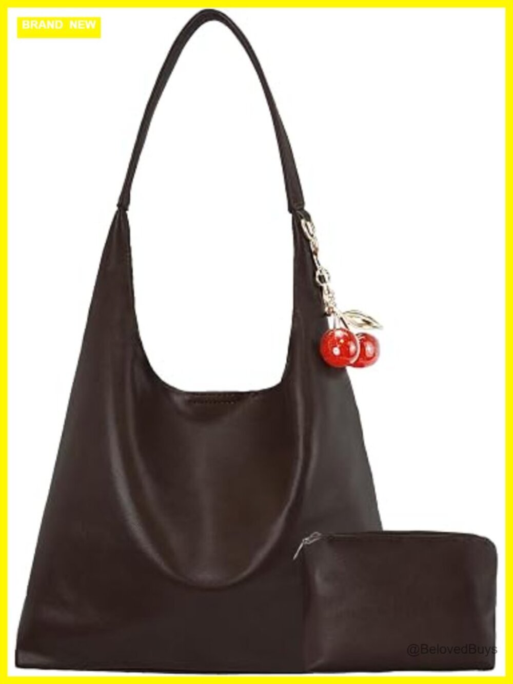 Vegan Hobo Bag Cherry Leather Shoulder Purse Slouchy Designer Crossbody Bag